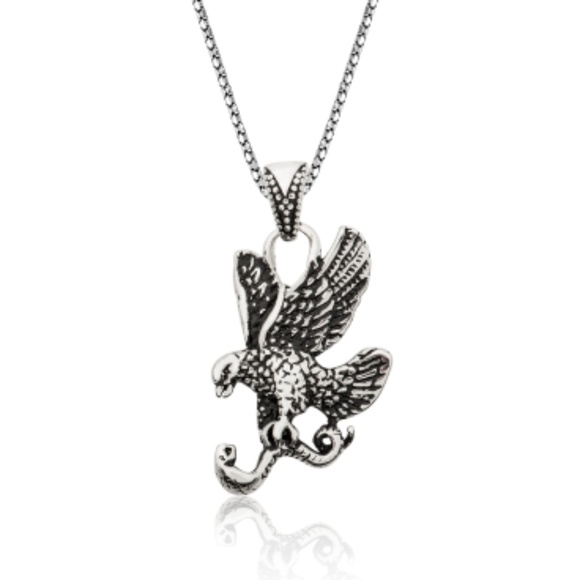 Sterling Silver EAGLE & COBRA Men's Necklace - Picture 8 of 8